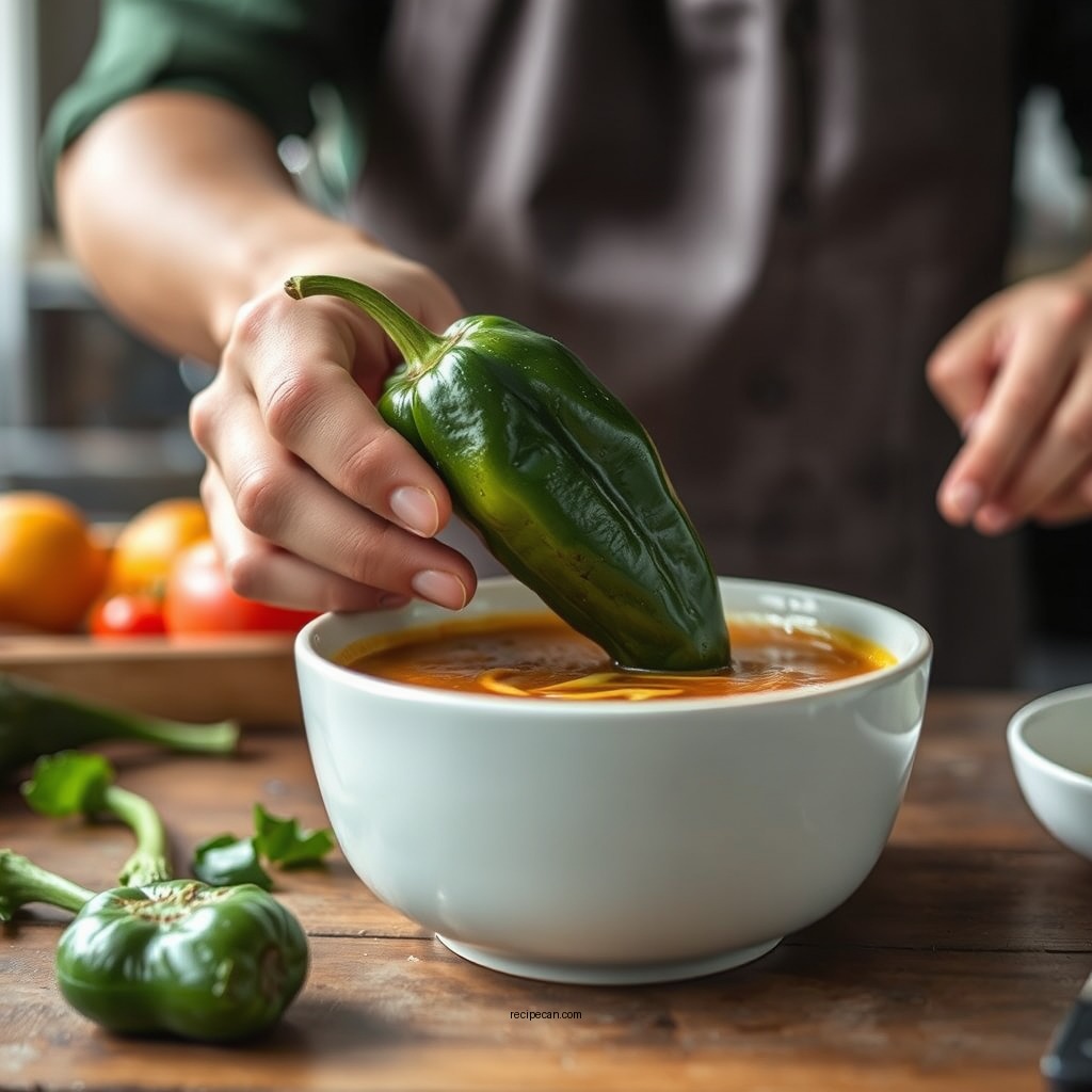 Step-by-Step Preparation - roasted poblano soup recipe