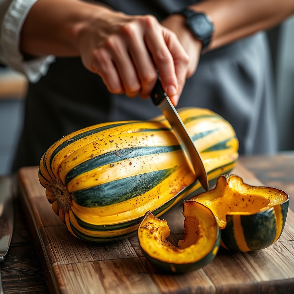Preparing the Squash - roasted squash recipe