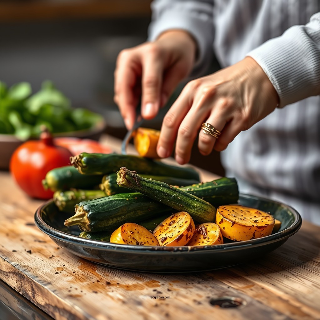 Preparing the Vegetables - roasted zucchini and squash recipe