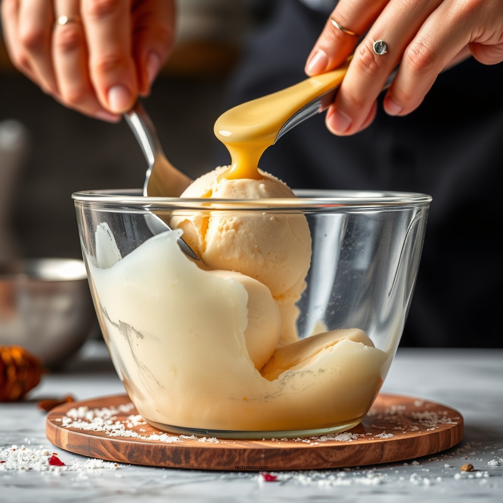 Mixing the Ice Cream Base - saffron ice cream recipe