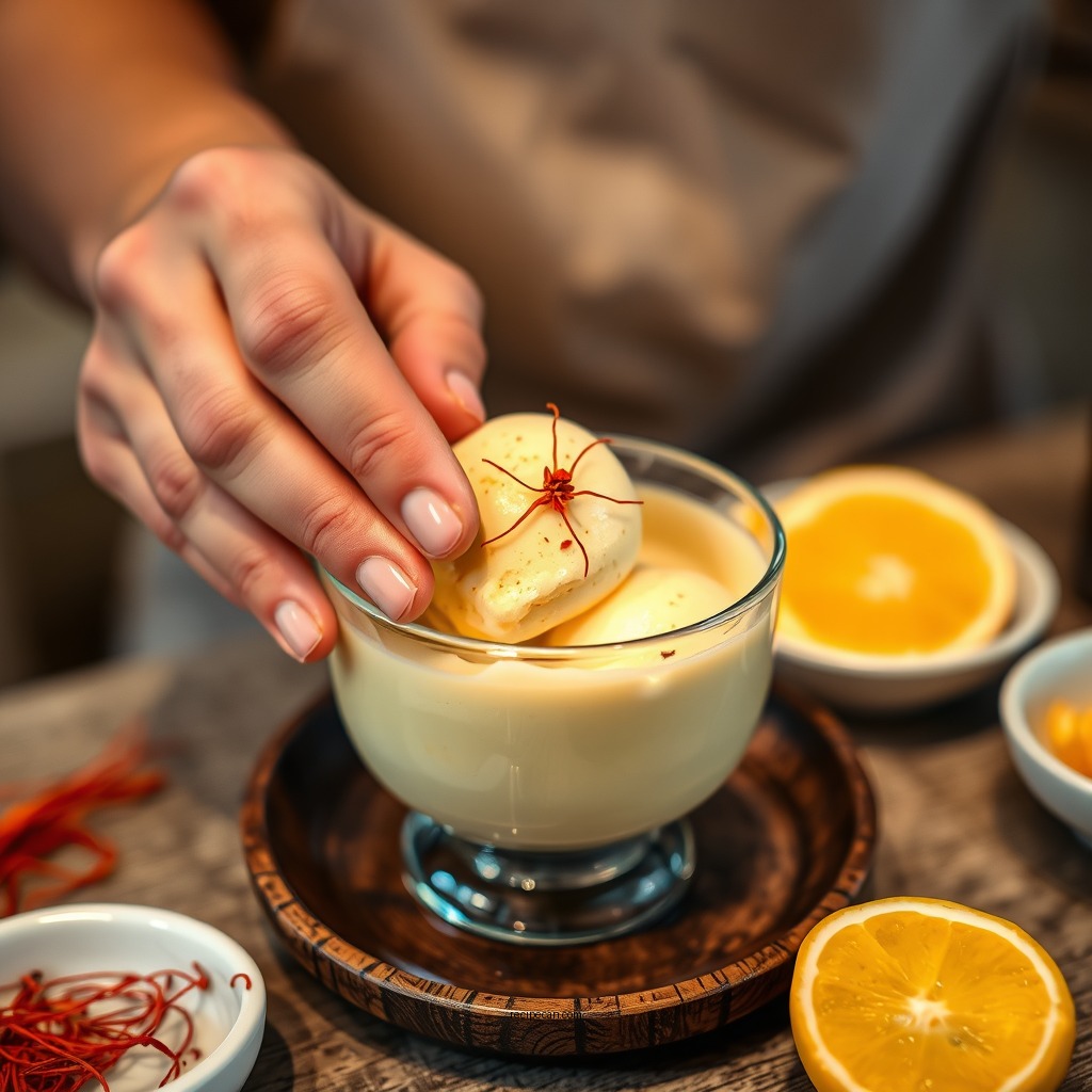 Preparing the Saffron Infusion - saffron ice cream recipe