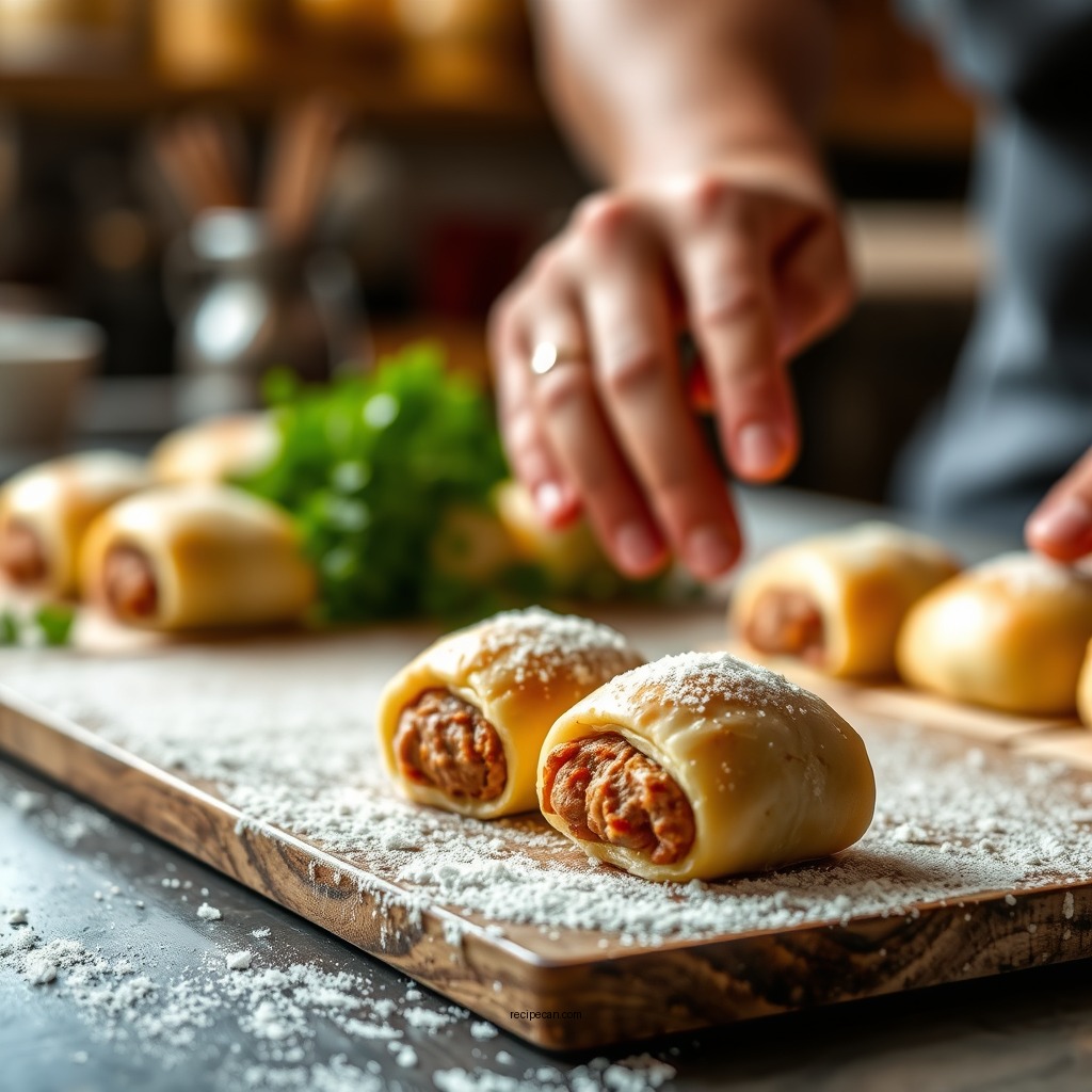 Rolling and Shaping the Pastry - sausage roll recipe