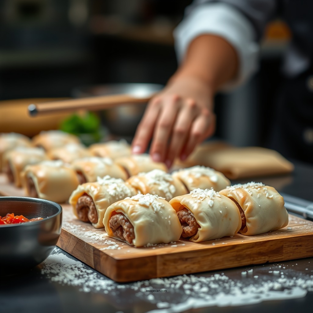 Preparing the Filling - sausage rolls recipe