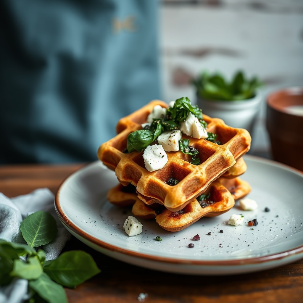 Spinach and Feta Waffles - savory waffles recipes