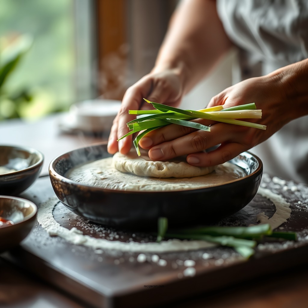 Preparing the Dough - scallion pancakes recipe