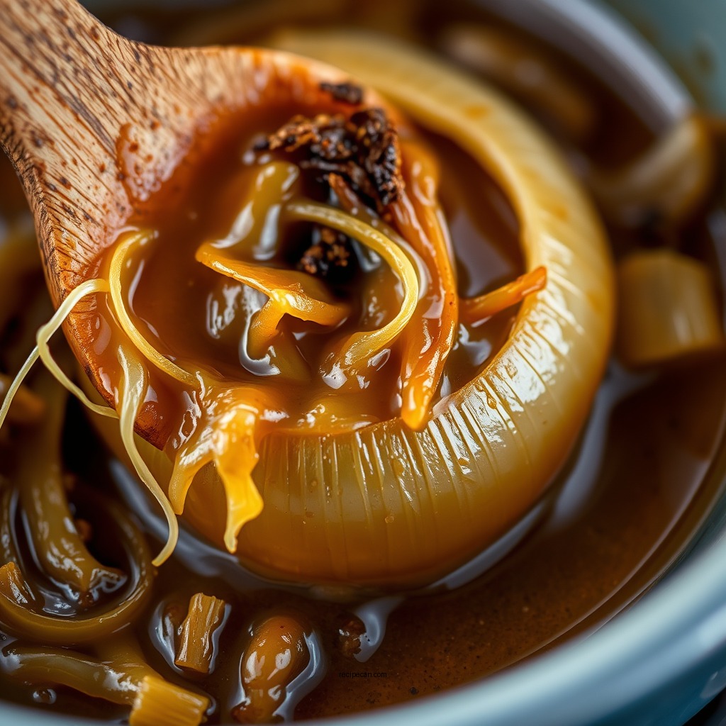 Caramelizing the Onions - short rib french onion soup recipe