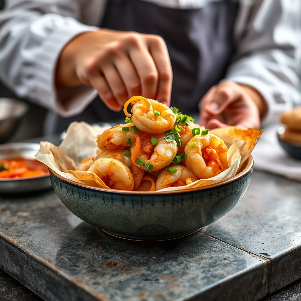 Preparing the Shrimp Filling - shrimp egg roll recipe