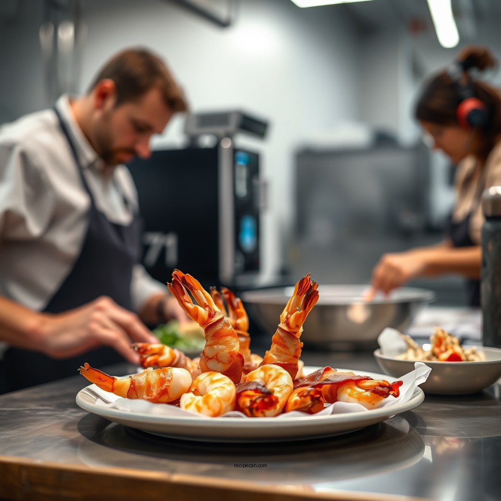Preparing the Shrimp - shrimp wrapped in bacon recipe