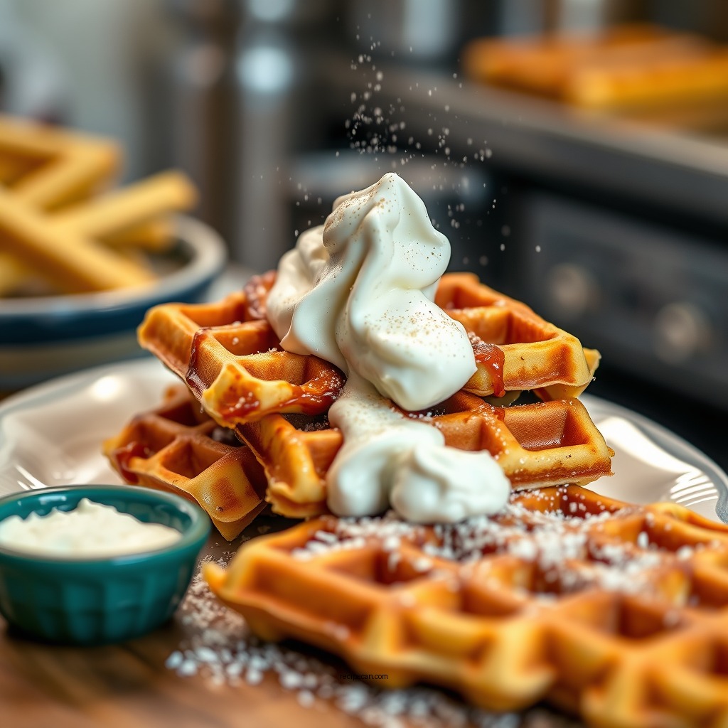 Making the Waffles - simple chicken and waffles recipe