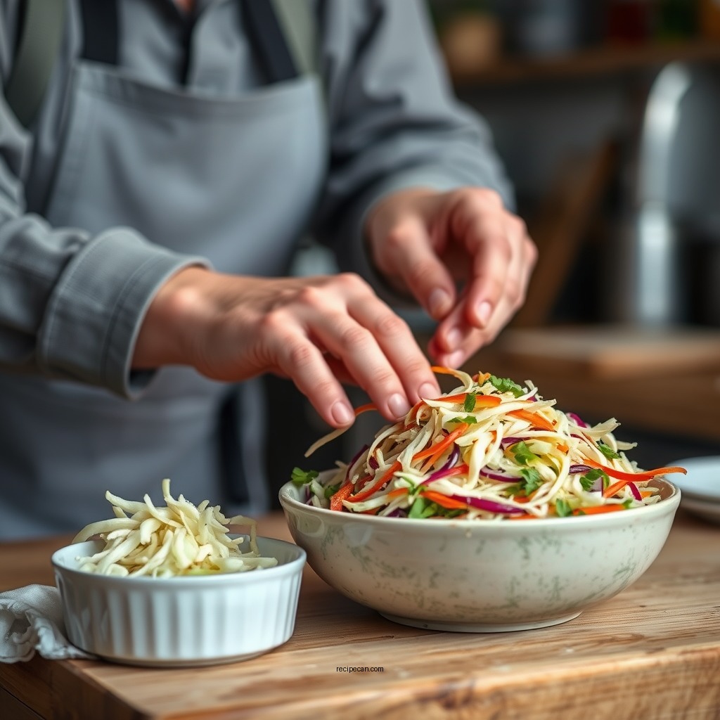 Preparing the Vegetables - simple coleslaw recipe
