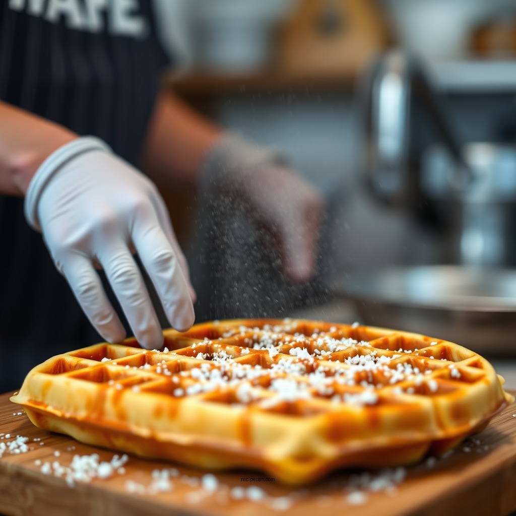 Cooking the Waffles - simple waffle mix recipe