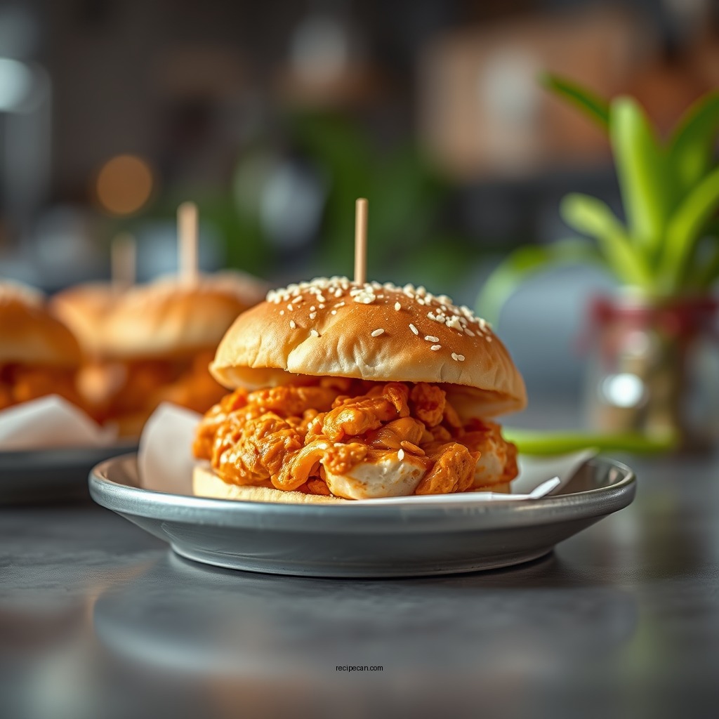 Buffalo Chicken Sliders - slider recipes with hawaiian rolls