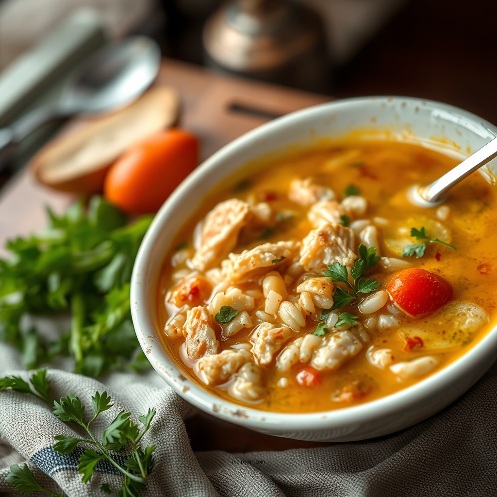 Hearty Smoked Chicken and Rice Soup - smoked soup recipes