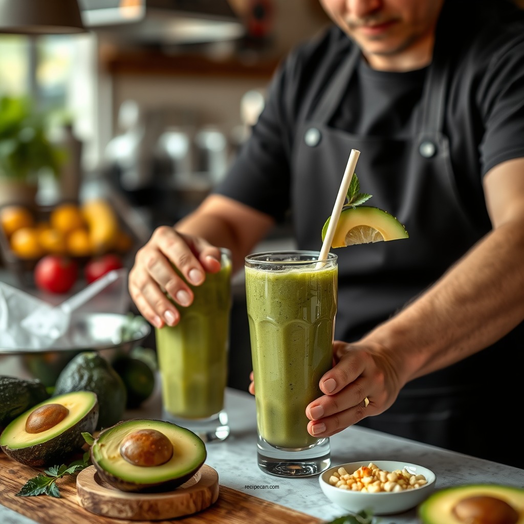 Step-by-Step Preparation - smoothie recipe with avocado