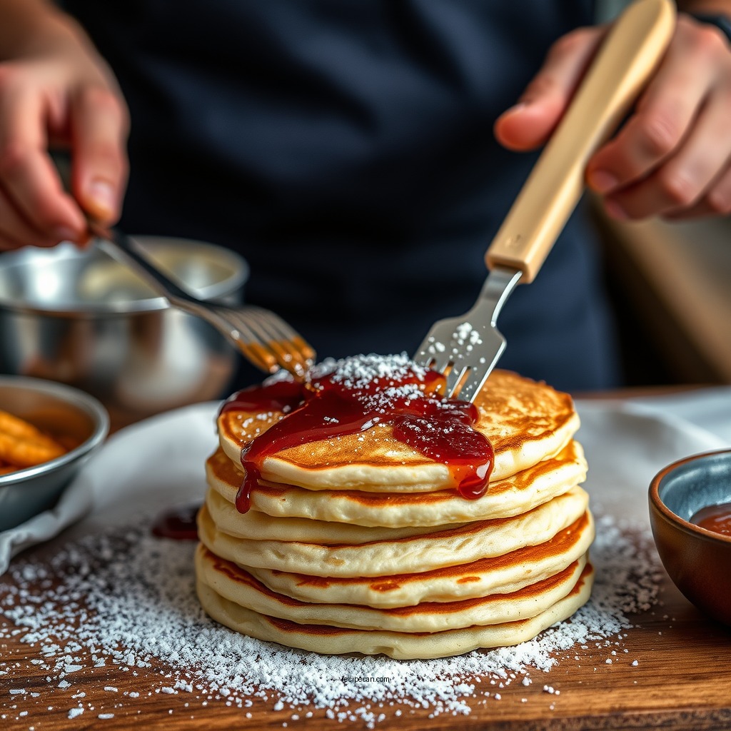Cooking the Pancakes - sourdough pancakes recipe