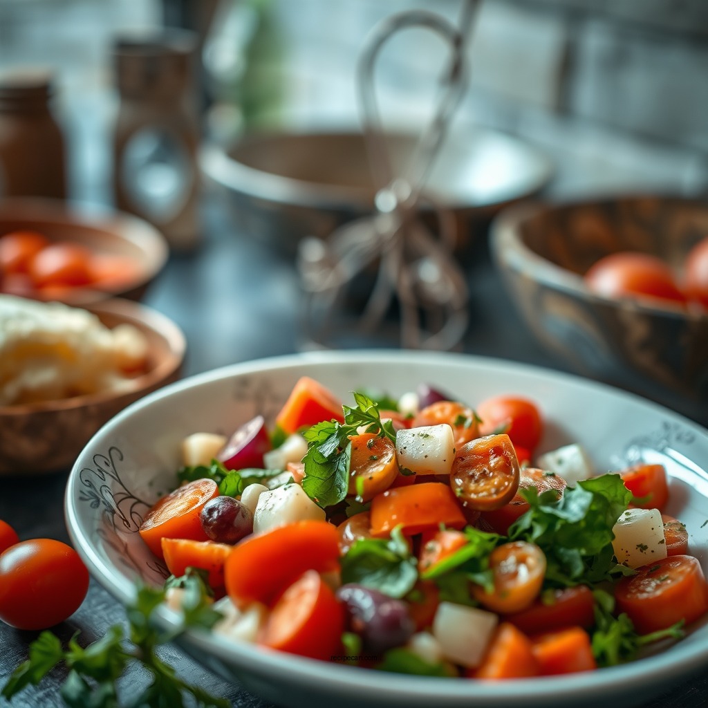 Assembling the Salad - souvla salad recipe