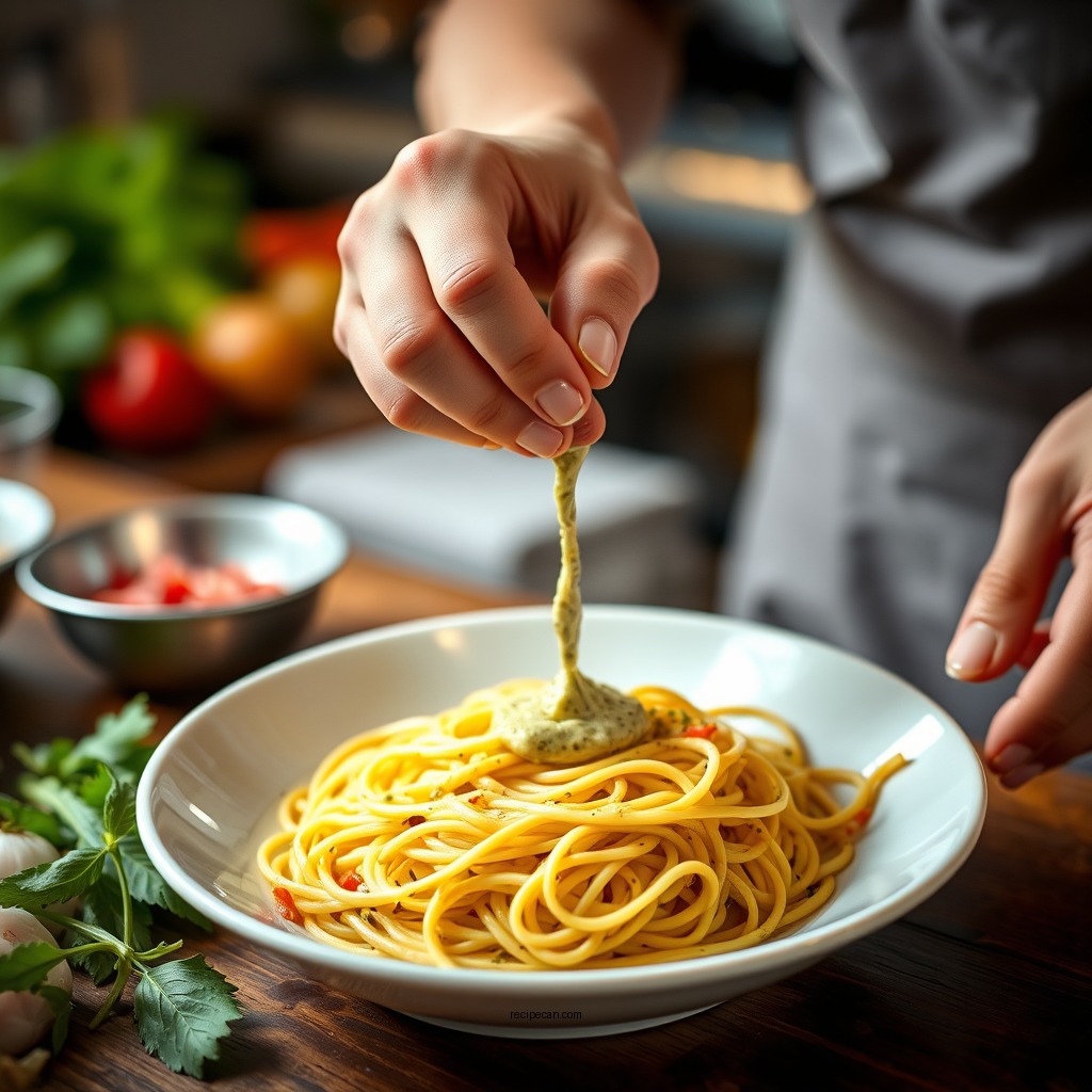 Step-by-Step Preparation - spaghetti factory creamy pesto salad dressing recipe