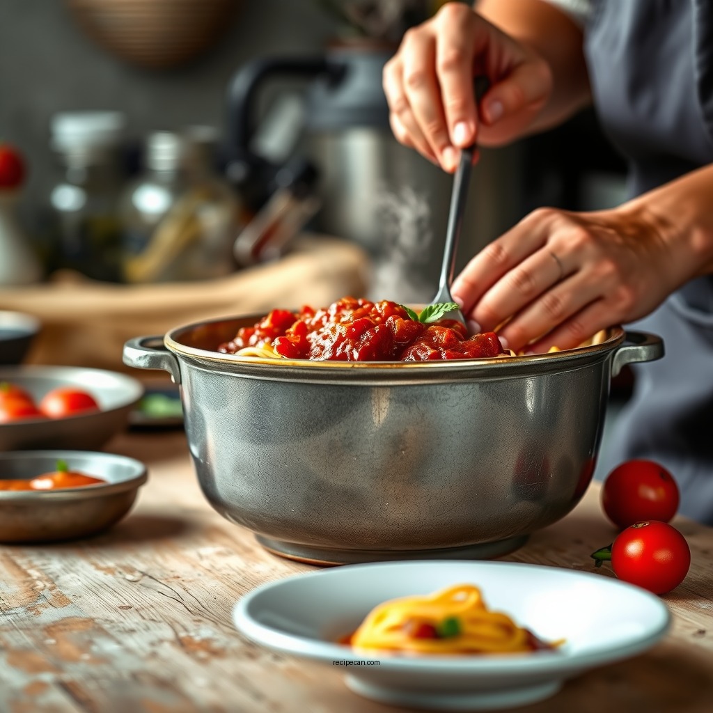 Preparing the Spaghetti Sauce - spaghetti sauce recipe for canning