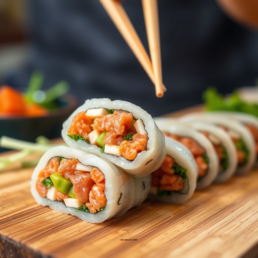 Making the Spicy Tuna Filling - spicy tuna roll recipe