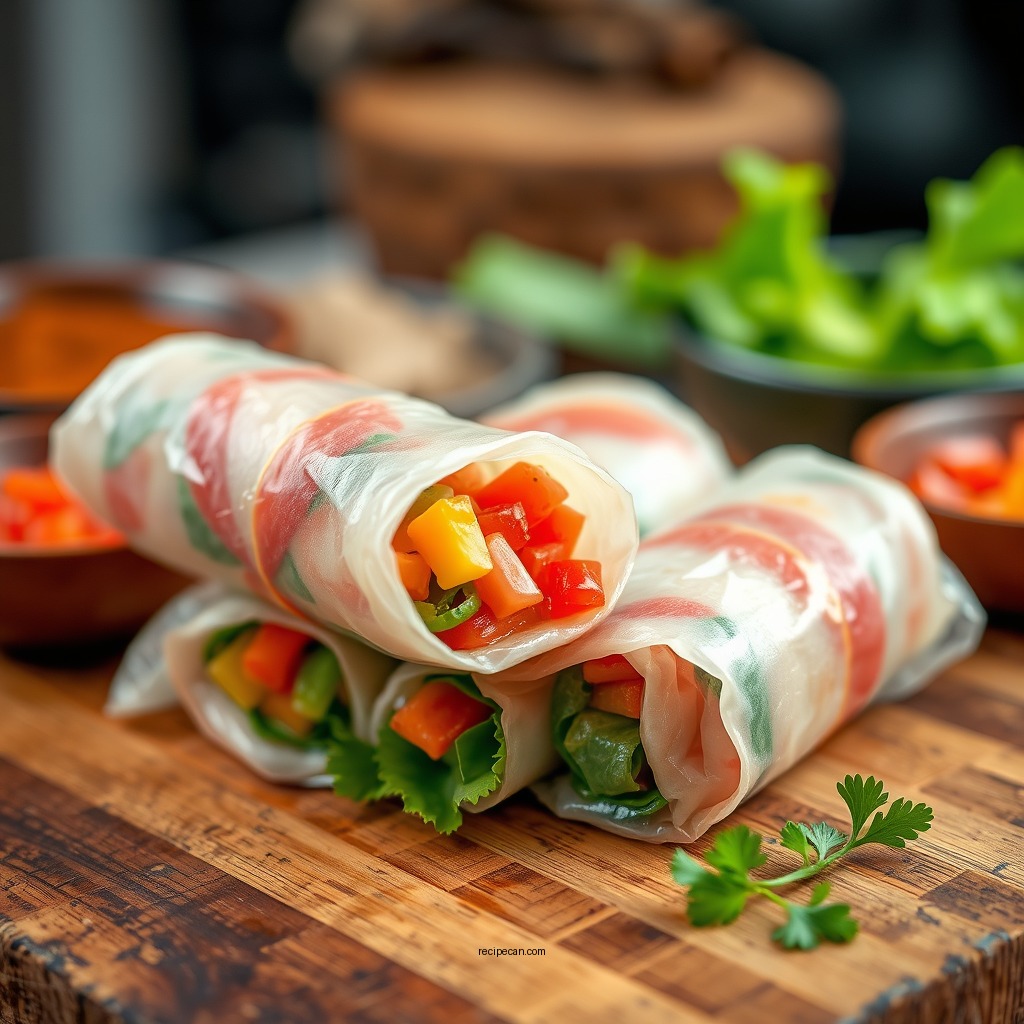 Wrapping the Spring Rolls - spring roll recipe