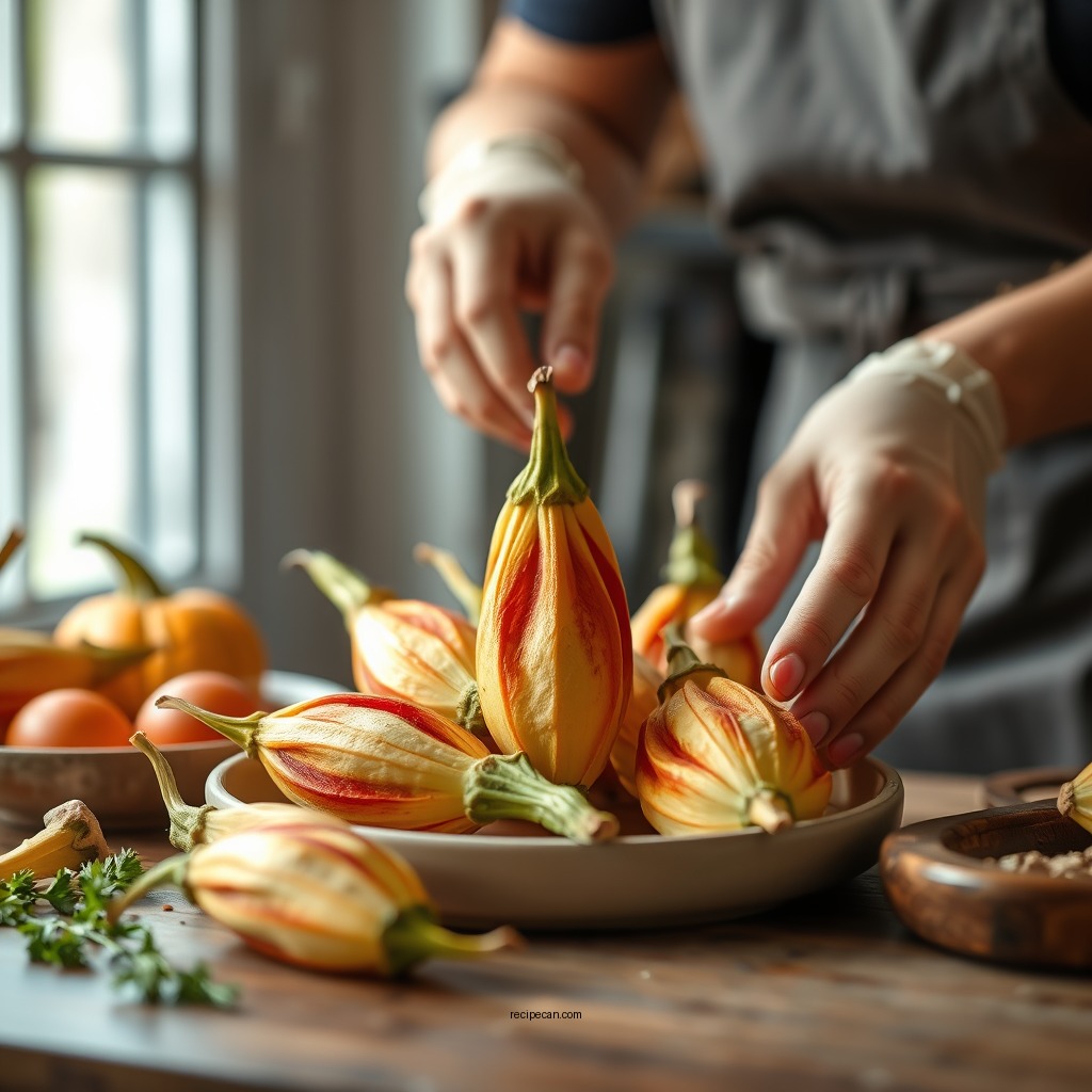 Preparing Squash Flowers for Cooking - squash flower recipe