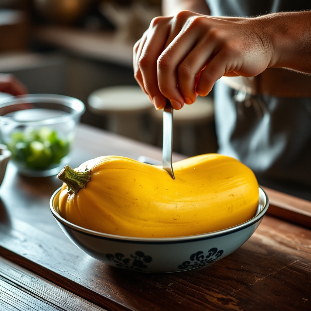 Preparing the Squash - squash pasta recipe