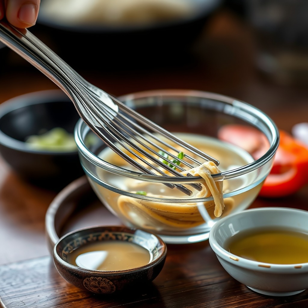 Making the Dressing - squid salad japanese recipe