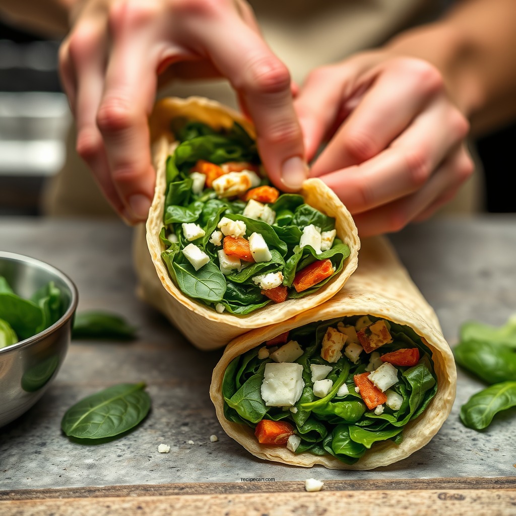 Preparing the Spinach Filling - starbucks feta cheese spinach wrap recipe
