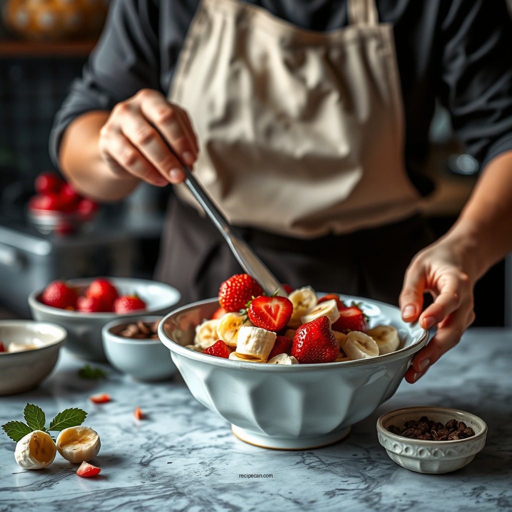 Preparation Steps - strawberry banana cheesecake salad recipe