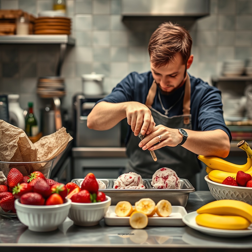 Step-by-Step Preparation - strawberry banana ice cream recipe