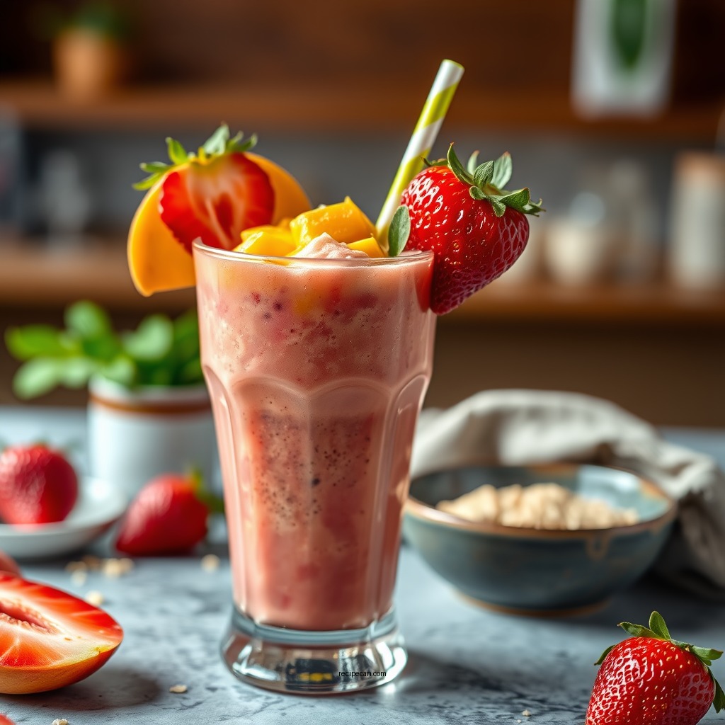 Strawberry Mango Tropical Smoothie - strawberry fruit smoothie recipes
