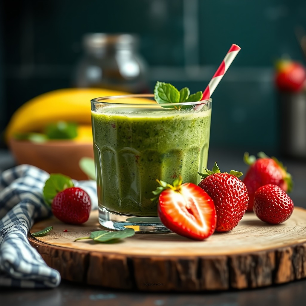 Strawberry Spinach Green Smoothie - strawberry fruit smoothie recipes