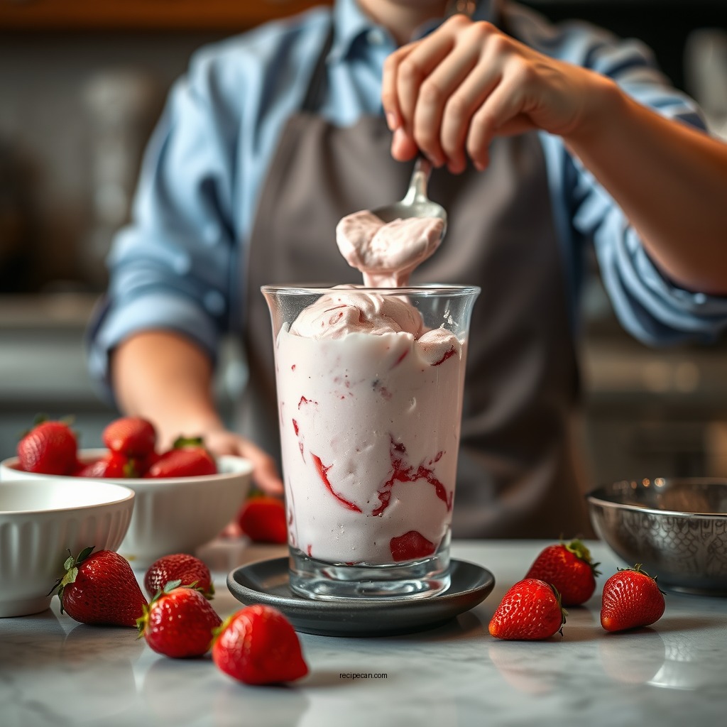 Preparing the Strawberry Mixture - strawberry ice cream ninja creami recipe