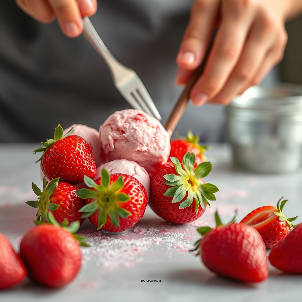 Preparing the Strawberries - strawberry ice cream recipe ninja creami