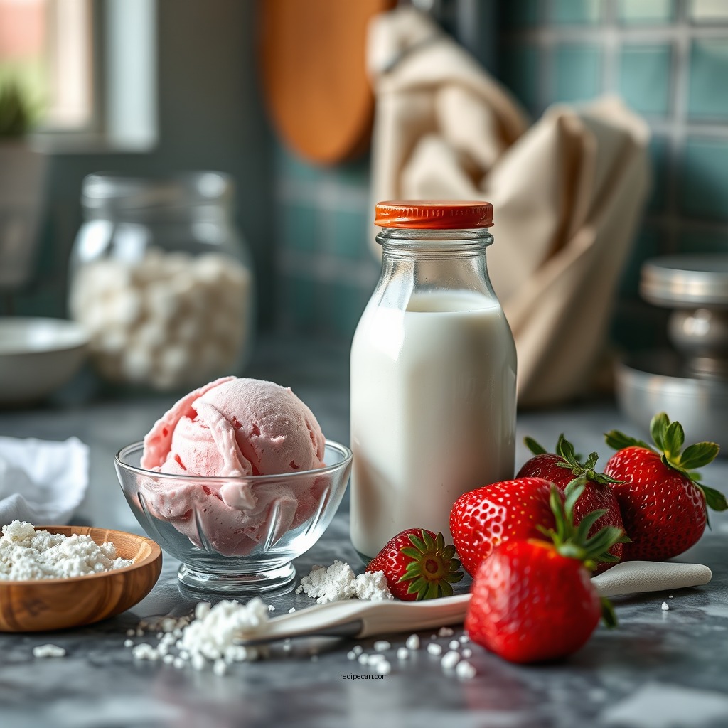Ingredients You'll Need - strawberry ice cream recipe with condensed milk
