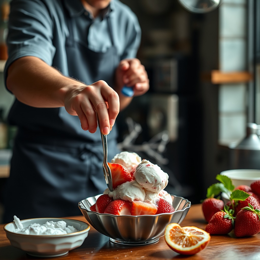 Step-by-Step Preparation - strawberry ice cream recipe with condensed milk