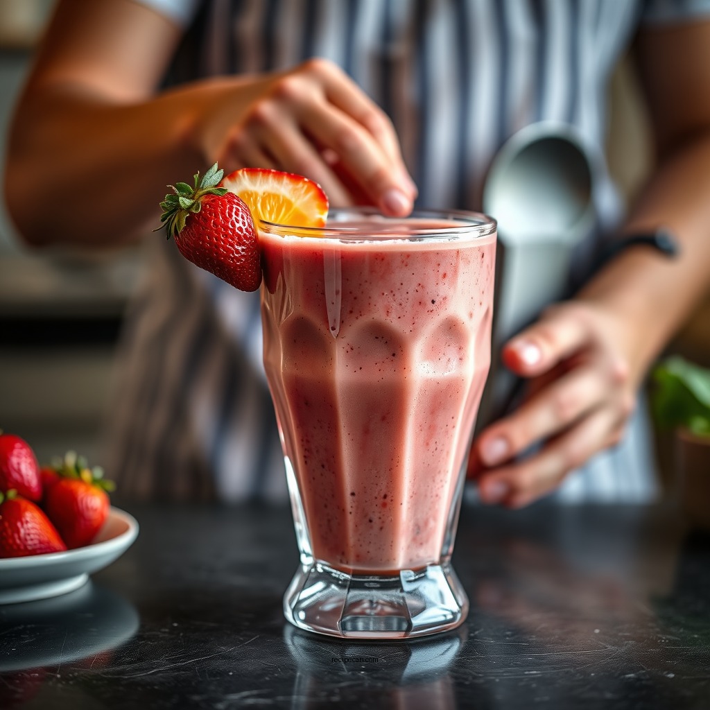 Step-by-Step Preparation - strawberry mango smoothie recipe