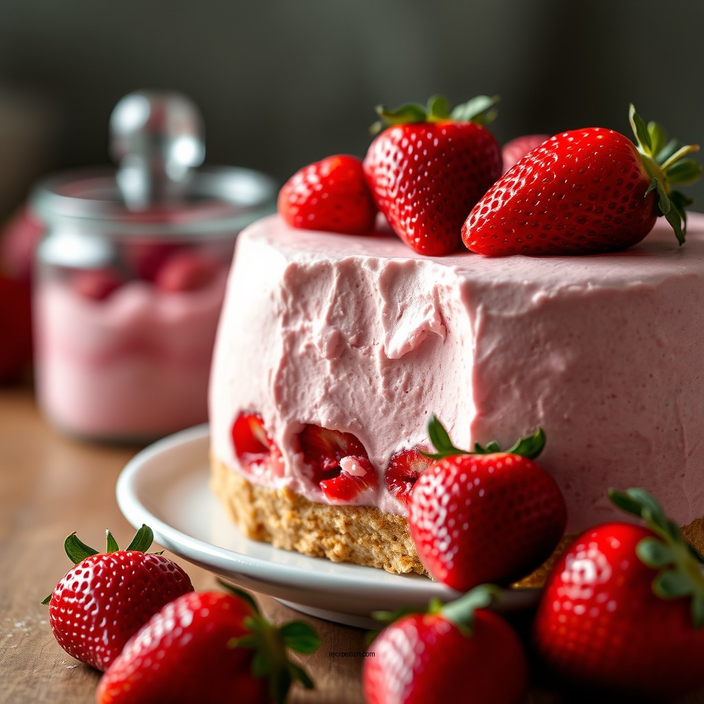 Making the Strawberry Mousse - strawberry mousse cake recipe