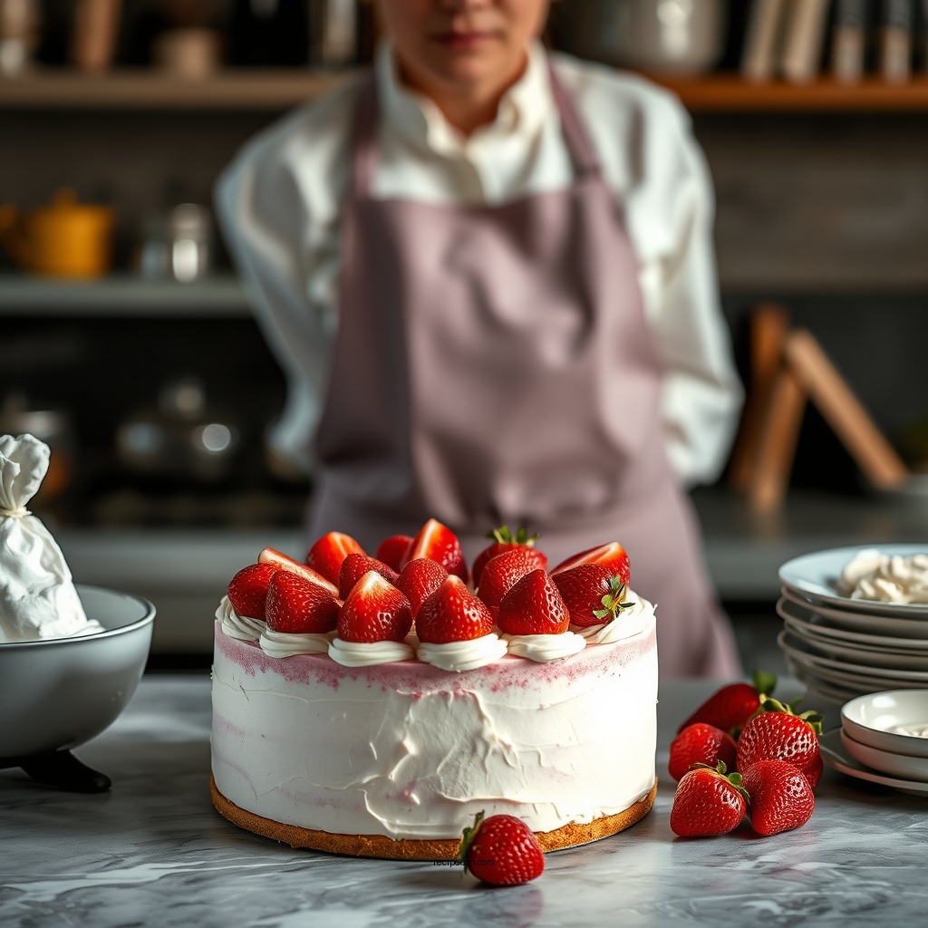 Preparing the Cake Base - strawberry mousse cake recipe