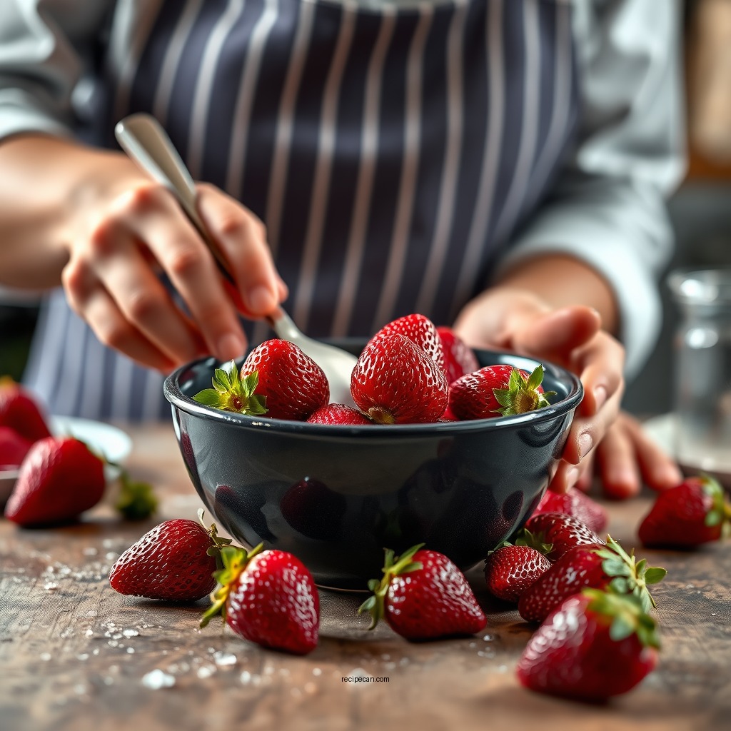 Preparing the Strawberries - strawberry mousse recipe