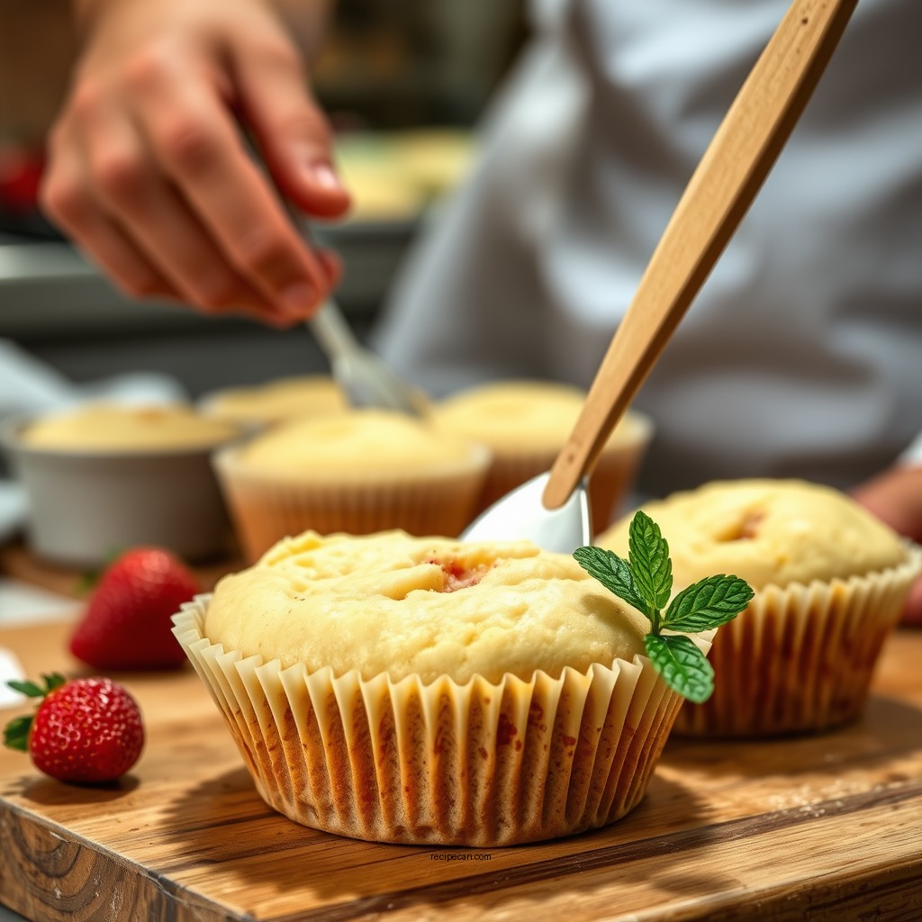 Preparing the Muffin Batter - strawberry muffins recipe