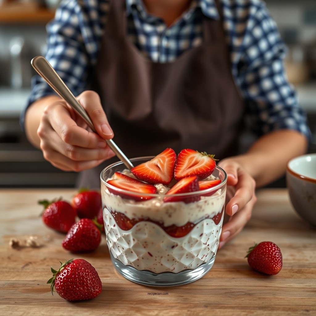 Step-by-Step Preparation - strawberry overnight oats recipe