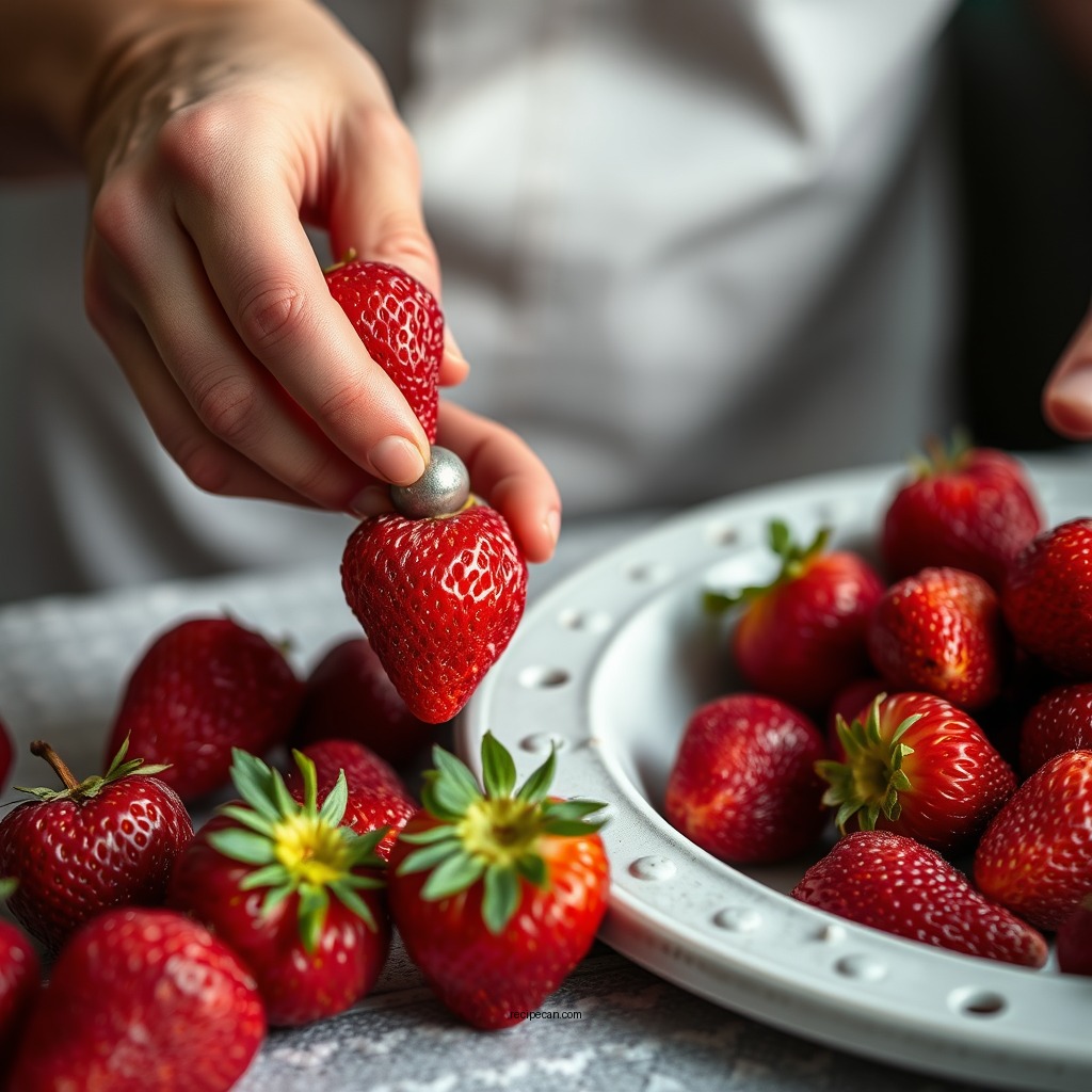 Preparing the Strawberries - strawberry pie filling recipe