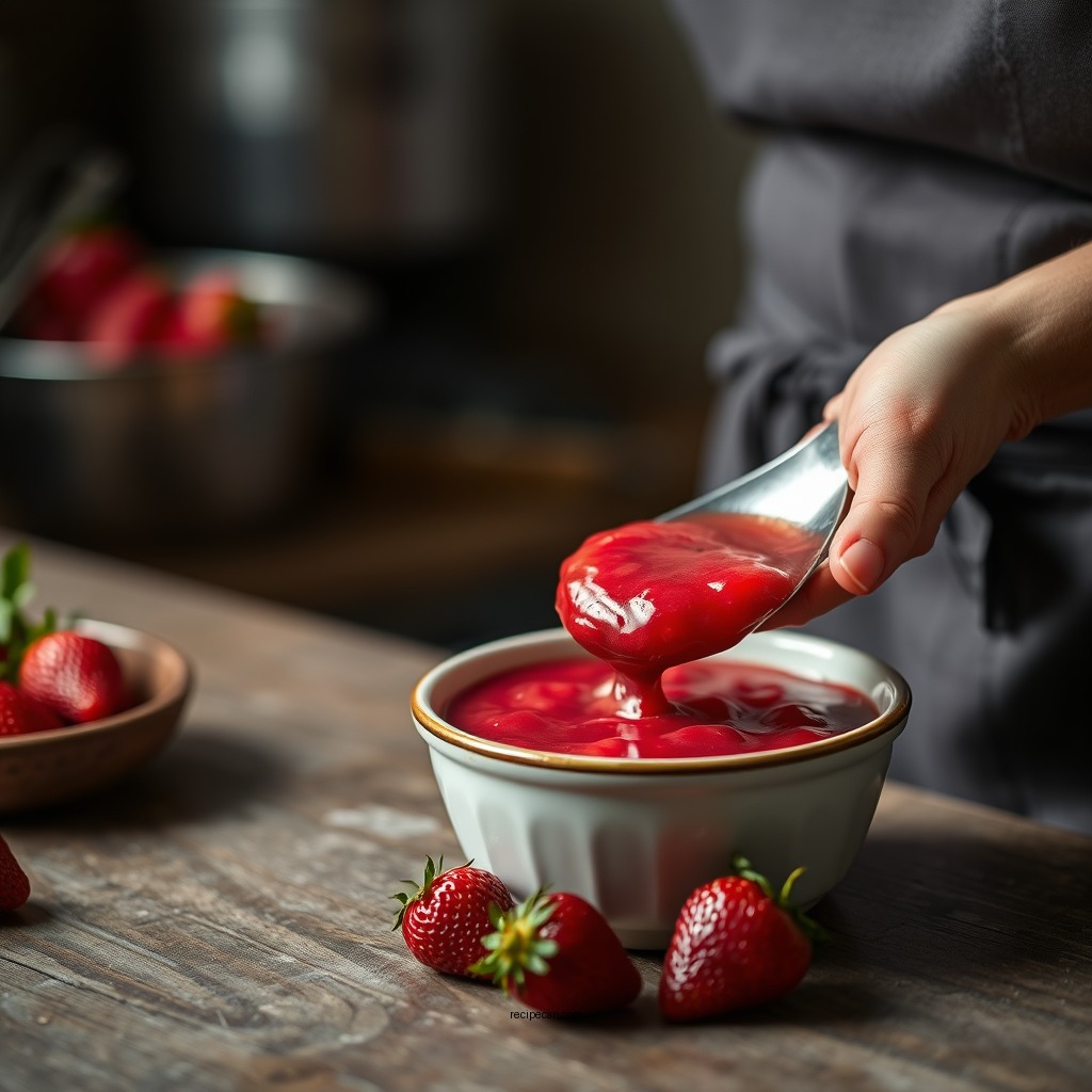 Preparing the Strawberries - strawberry sauce recipe