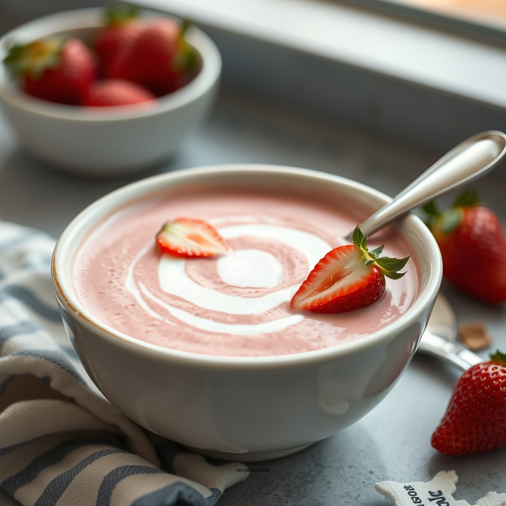 Creamy Strawberry Yogurt Soup - strawberry soup recipes cold