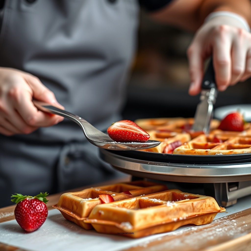 Making the Waffle Batter - strawberry waffles recipe