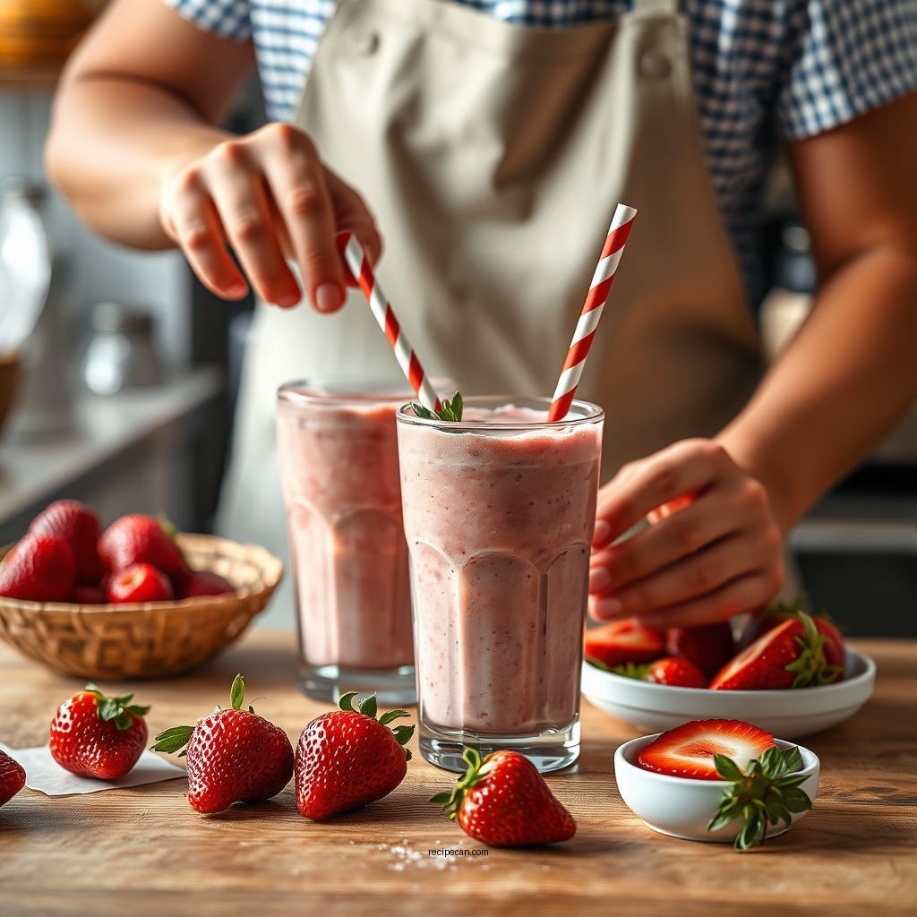 Step-by-Step Preparation - strawberry yogurt smoothie recipe