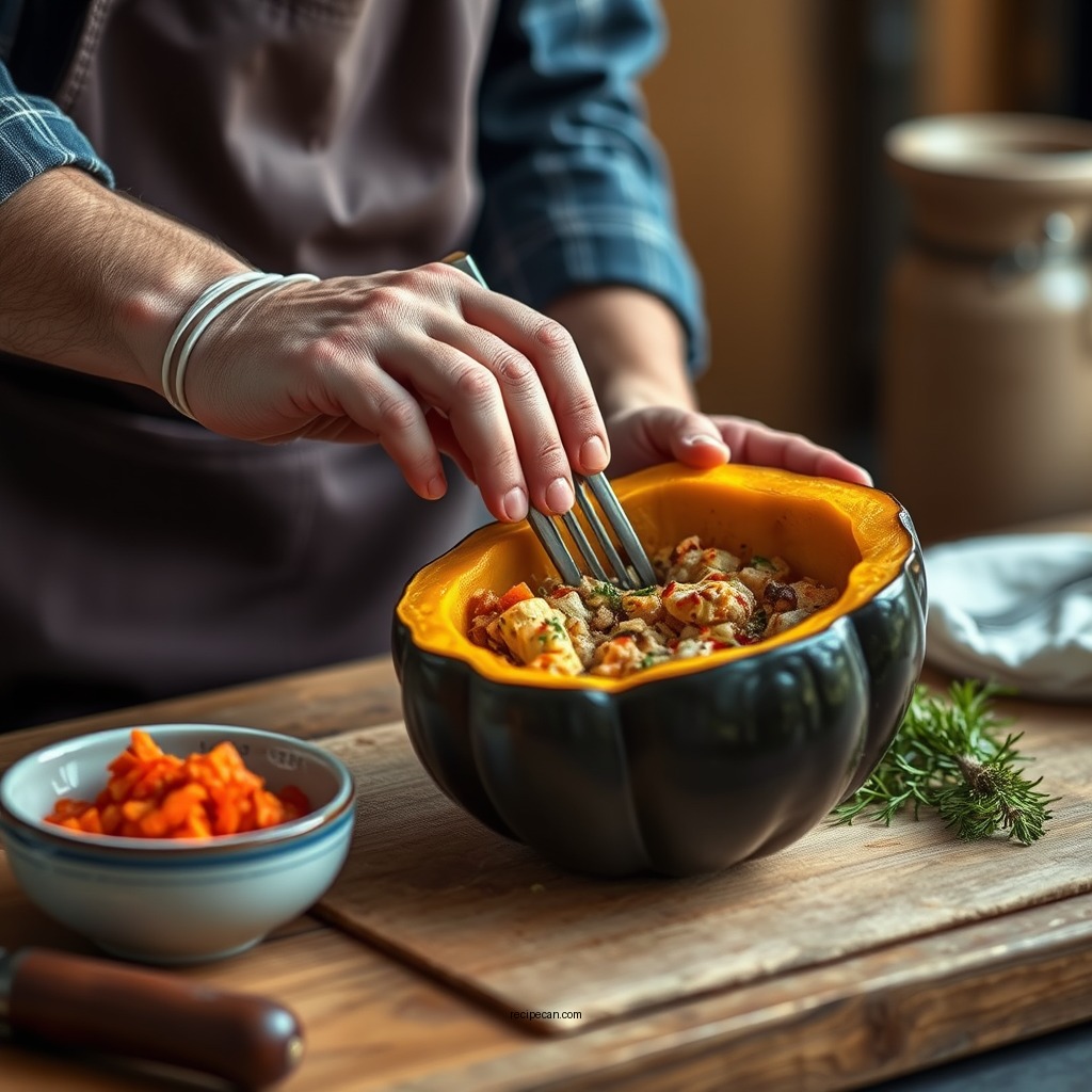 Preparing the Acorn Squash - stuffed acorn squash recipe