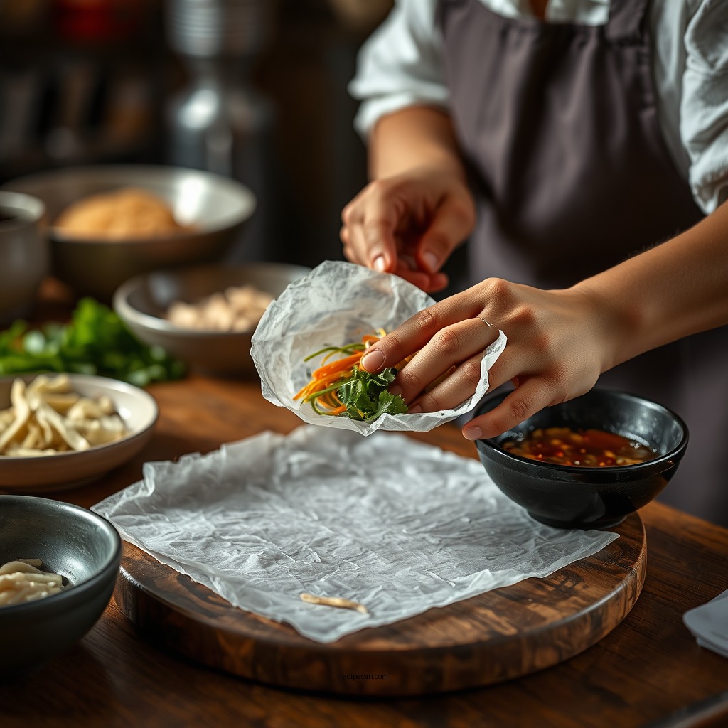 Preparing the Rice Paper - summer roll recipe