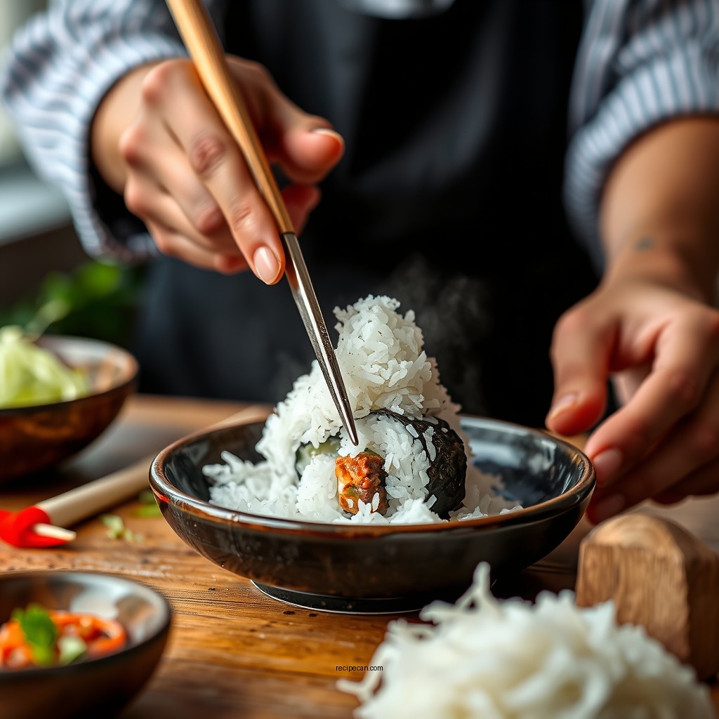 Preparing Sushi Rice - sushi recipe roll